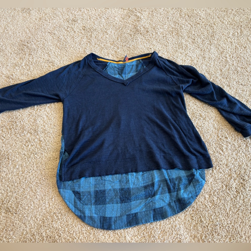 PILCRO long sleeve v neck flannel shirt